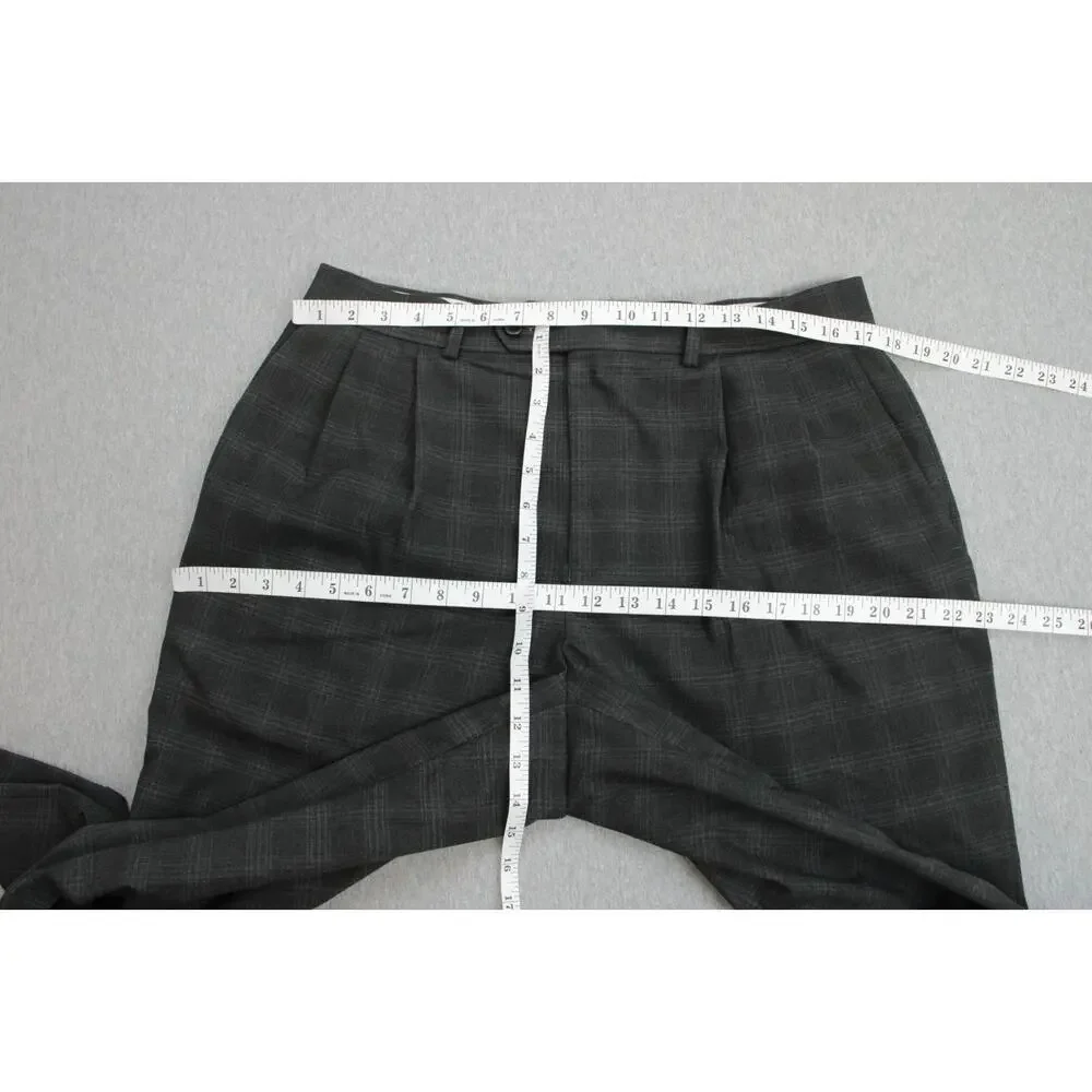 Ralph Lauren Pants Mens 34 x 32 Plaid Stretch Pleated Cuffed‎